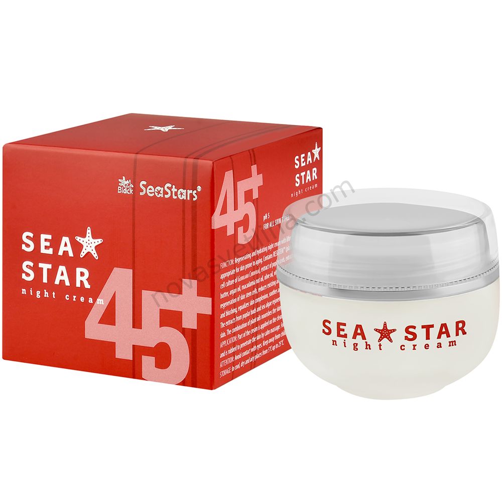 45+ Нощен крем с растителни стволови клетки Sea Star - 50мл