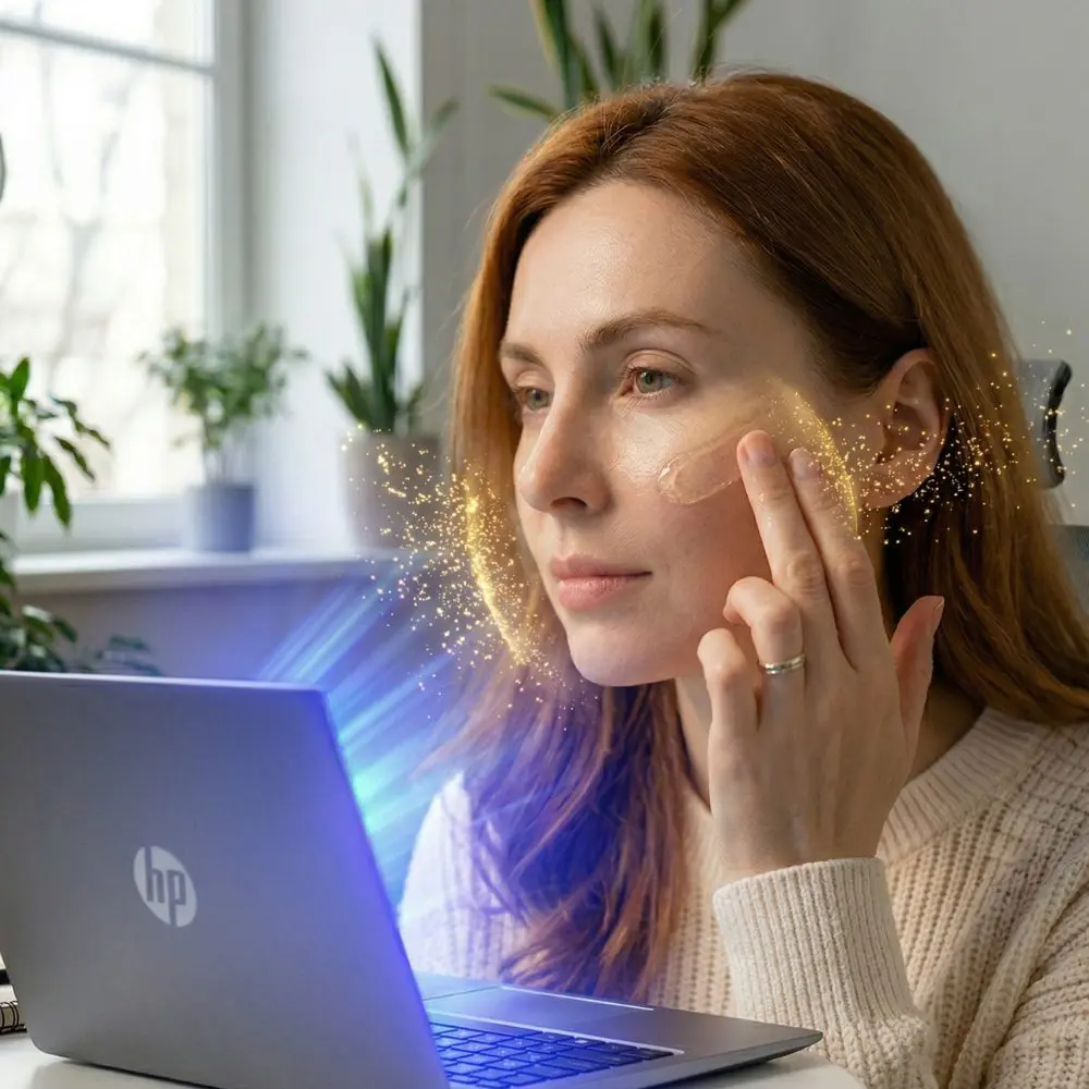 Невидимият враг на бюрото: Как HEV светлината "задушава" колагена ви (и защо обикновеният SPF не помага)?